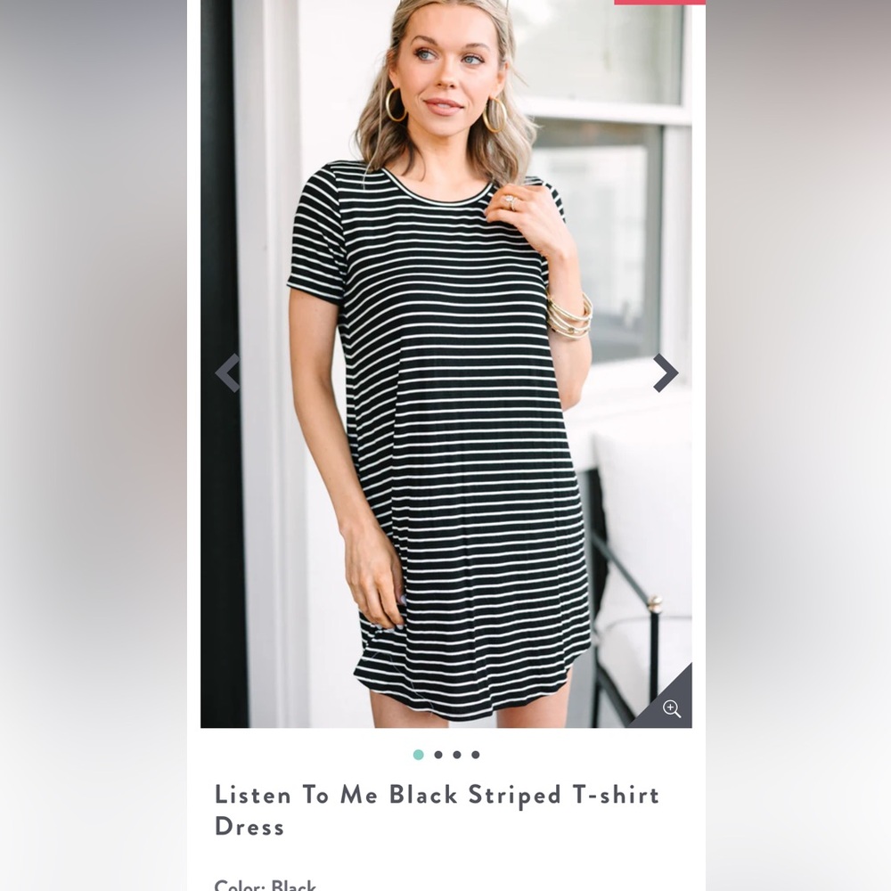 Shop The Mint Women's Listen to Me Black Striped T Shirt Dress Medium